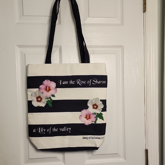no brand Handbags - Floral Stripe Tote Bag